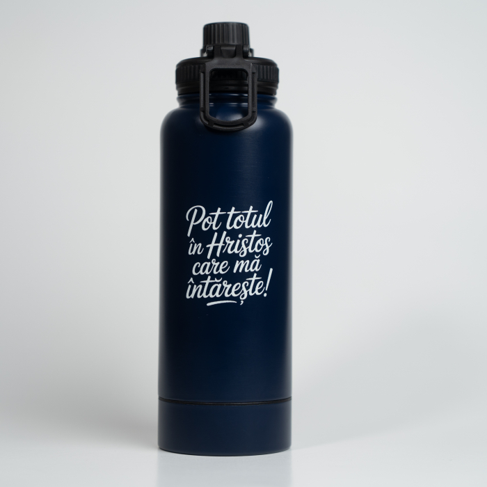 Sticla din otel inoxidabil - Pot totul in Hristos - albastru - 1000 ml [4]