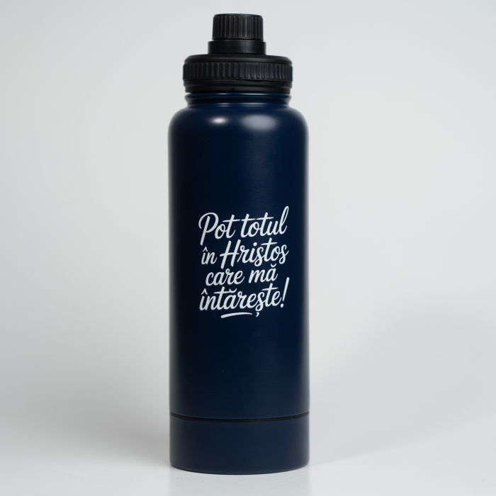 Sticla din otel inoxidabil - Pot totul in Hristos - albastru - 1000 ml [2]