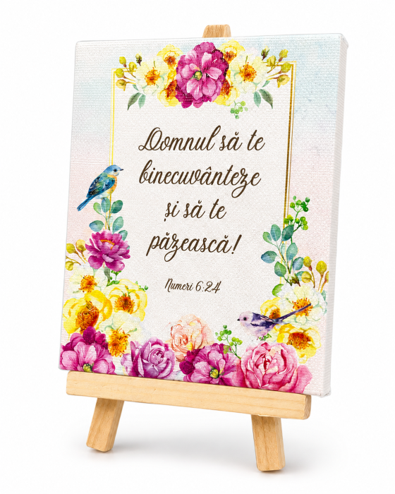 Tablou canvas cu suport din lemn (120x100mm) - Domnul sa te binecuvanteze [2]
