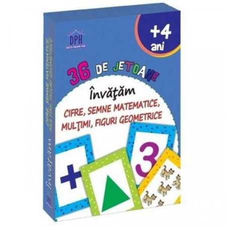 Jocuri si activitati educative - 36 de jetoane - Invatam cifre, semne matematice, multimi, figuri geometrice (+4 ani)