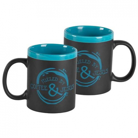 cani ceramica - Fueled by Coffee and Jesus - Blue