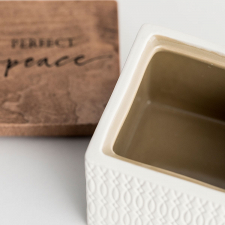Caseta ceramica cu capac din lemn - Perfect peace [4]