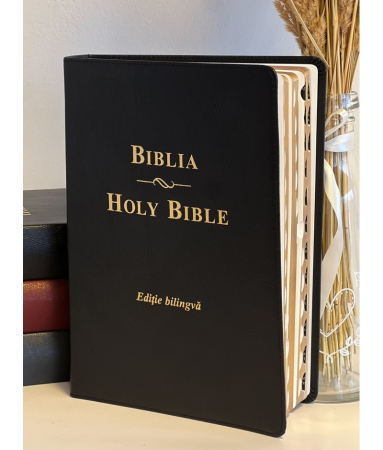Biblii - Biblie mare, bilingvă română-engleză, neagră, fără fermoar
