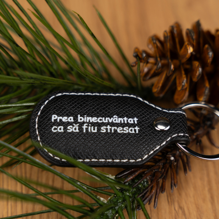 Breloc piele negru - prea binecuvantat [2]