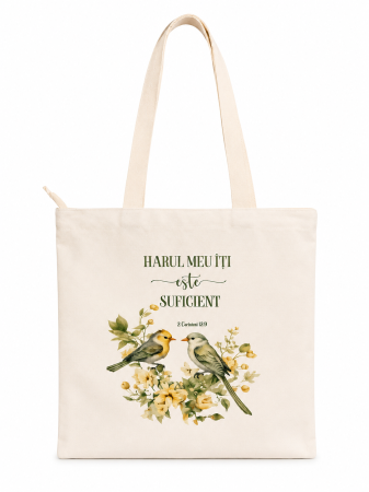 Geanta din panza - Geanta de panza - Harul Meu iti este suficient - Gramma.ro