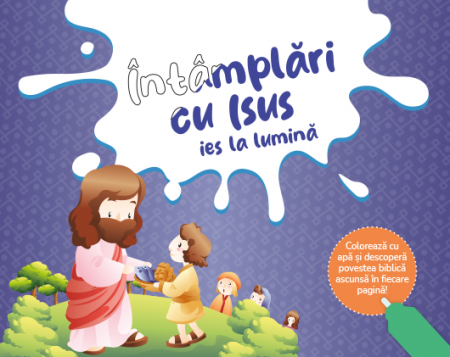 Jocuri si activitati educative - Intamplari cu Isus ies la lumina - carte de colorat cu apa