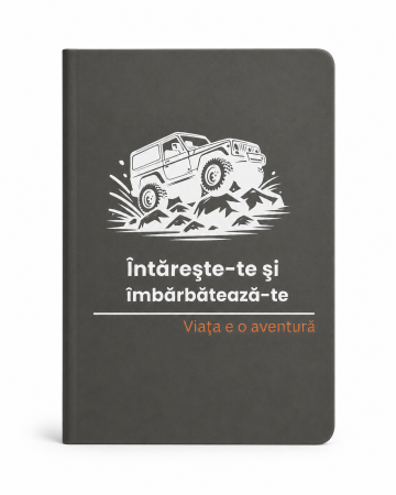 Cadouri Gramma.ro - Jurnal A5 - Intareste-te si imbarbateaza-te (Gri) - Gramma.ro