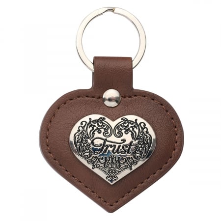 Cadouri - Heart-shaped TRUST Faux Leather Keyring