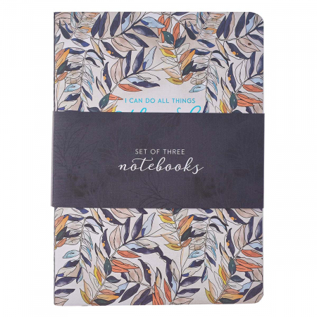 Jurnale - Through Christ Navy Floral Large Notebook