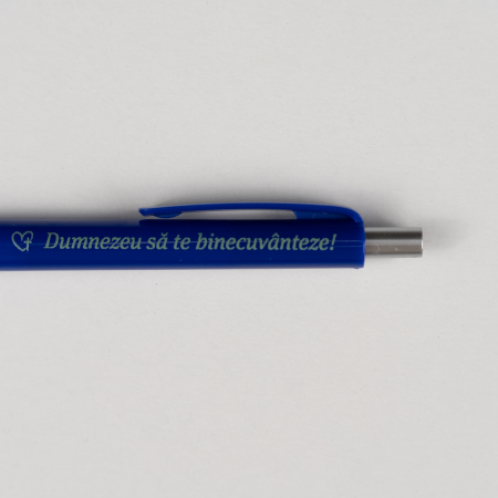 Instrumente de scris - Pix plastic - albastru - Dumnezeu sa te binecuvanteze