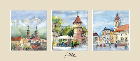 Suvenir - Tablou triptic Sibiu