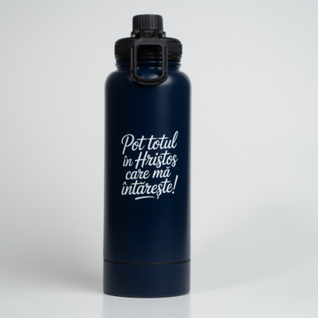 Sticla din otel inoxidabil - Pot totul in Hristos - albastru - 1000 ml [3]