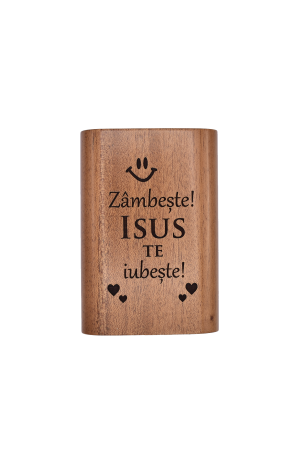 Produse din lemn - Suport pentru pixuri - Zambeste! Isus te iubeste! - GPC03-08R