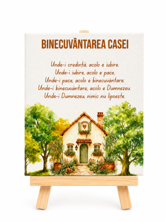 Cadouri Gramma.ro - Tablou canvas cu suport din lemn (120x100mm) - Binecuvantarea casei
