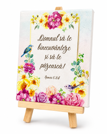 Tablou canvas cu suport din lemn (120x100mm) - Domnul sa te binecuvanteze [1]