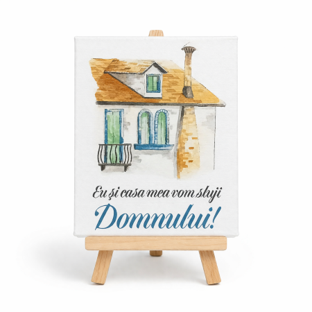 Tablouri - Tablou canvas cu suport din lemn(120x100mm) - Eu si casa mea
