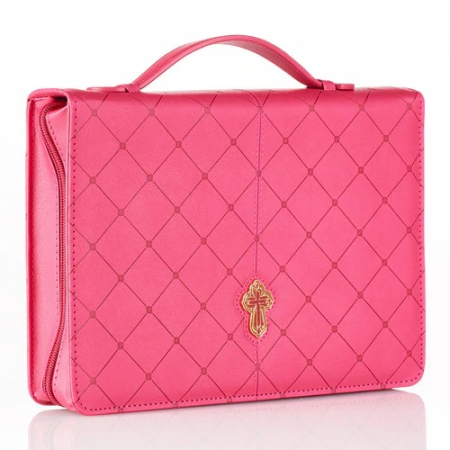 Husă Biblie - Cross - Pink - Medium - LuxLeather