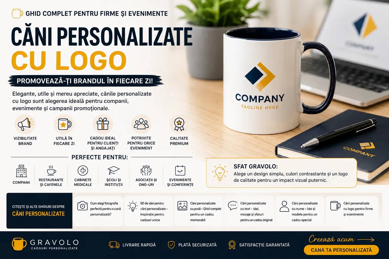 Căni personalizate cu logo – Ghid complet pentru firme și evenimente