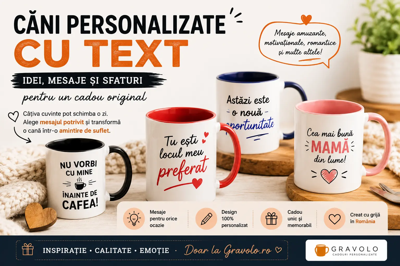 Căni personalizate cu text – Idei, mesaje și sfaturi pentru un cadou original