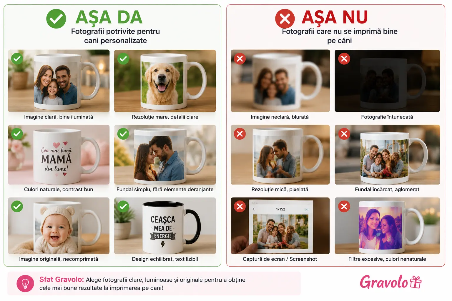 Cum alegi fotografia perfectă pentru o cană personalizată asa da asa nu blog Gravolo