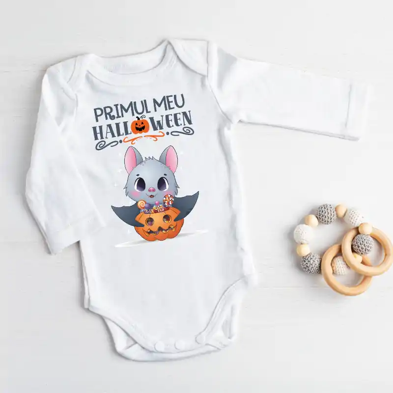 Body bebe baietel, personalizat cu mesajul: "Primul meu Halloween" [1]