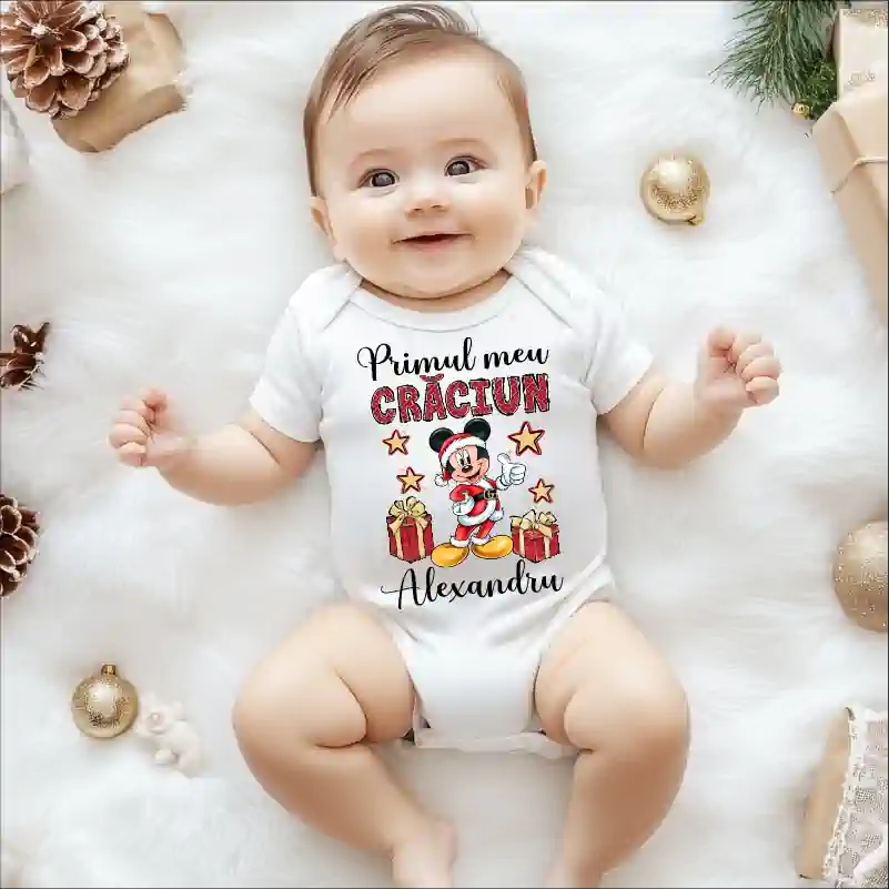Body-bebe-Craciun-personalizat-cu-nume-model-Primul-meu-Craciun-Mickey [2]