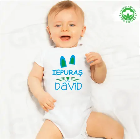 Body bebe personalizat Paste: "Iepuras David"   [1]
