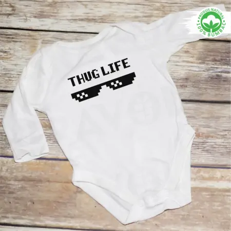 Body cu maneci lungi, personalizat: "Thug Life" (bebelusi) [1]