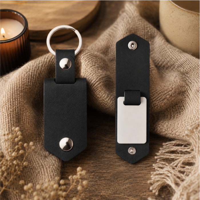 Breloc Personalizat Negru cu Poză și Inserție Metalică Sublimabilă [4]