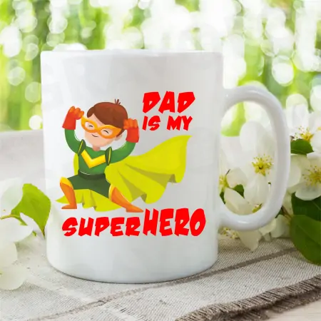 Cana alba personalizata "Dad is my Superhero" [1]