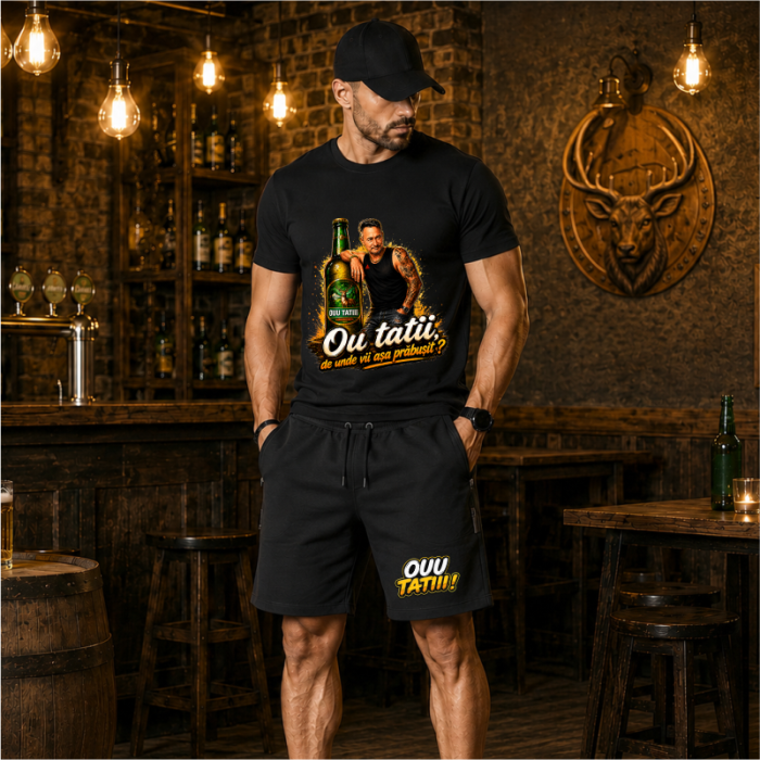 Compleu Personalizat „Ouu Tatii! De unde vii așa PRĂBUȘIT?” – Tricou și Pantaloni Scurți | Colecția OUU TATIII [2]