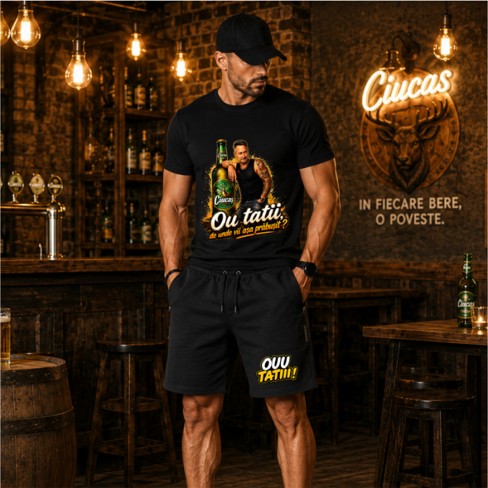 Compleu Personalizat „Ouu Tatii! De unde vii așa PRĂBUȘIT?” – Tricou și Pantaloni Scurți | Colecția OUU TATIII [2]