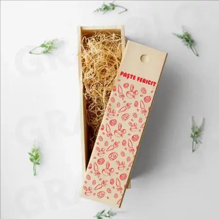 Cutie din lemn, personalizata pentru sticle "Paste Fericit" (decorativ) [1]