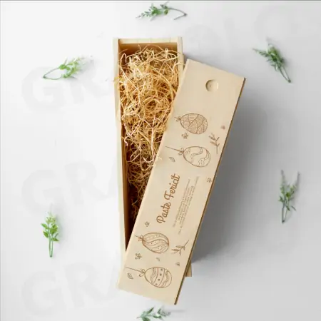 Cutie din lemn, personalizata pentru sticle "Paste fericit" (mesaj 1) [1]