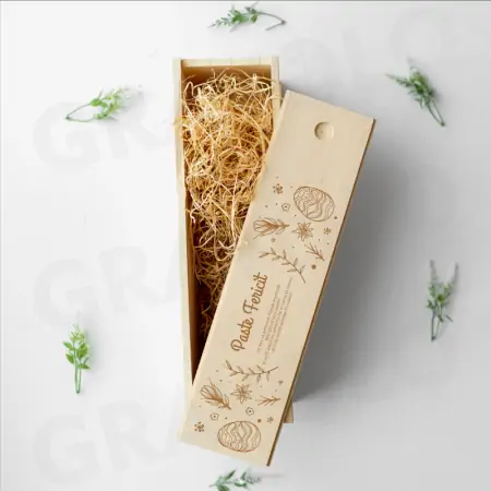 Cutie din lemn, personalizata pentru sticle "Paste fericit" (mesaj 2) [1]