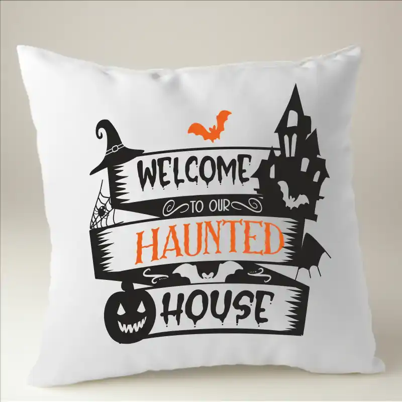 Perna Halloween cu mesajul "Welcome to our hunted house" [1]