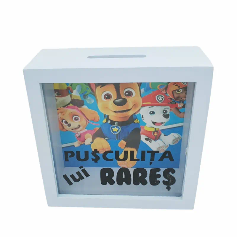 Pusculita bleu personalizata cu nume, model Patrula catelusilor [4]