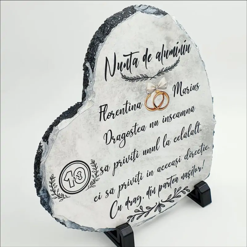 Rama-foto-personalizata-din-ardezie-in-forma-de-inima-model-Nunta-de-aluminiu [2]