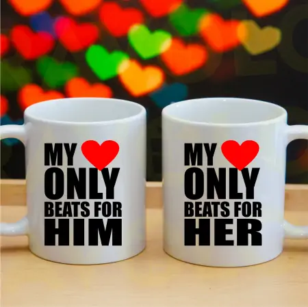 Set 2 cani albe "My Heart only beats for Him/Her" [1]