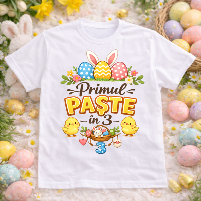 Set-de-tricouri-pentru-Paste model-Primul-Paste-in-3-iepurasi-colorati-1 [3]