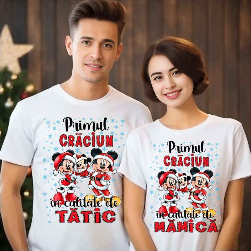 Set-de-tricouri-Primul-Craciun-in-calitate-de-tatic-mamica-si-bebe-model-Mickey-1 [2]