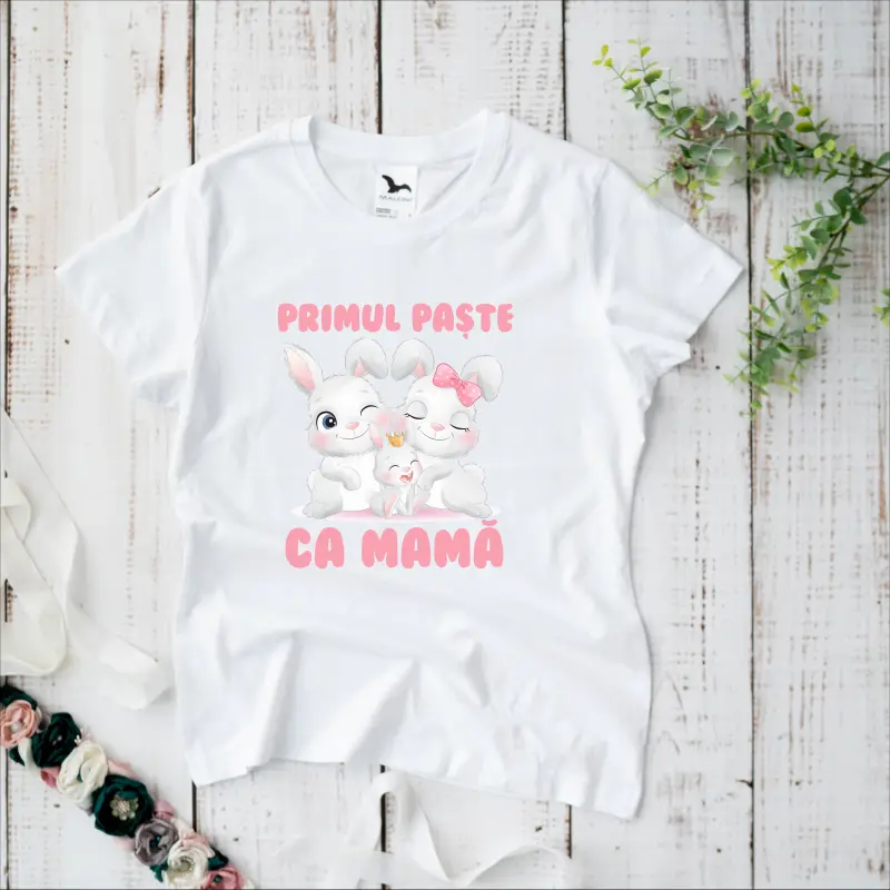 Set tricouri personalizate pentru mama, tata si bebe "Primul meu Paste" [3]