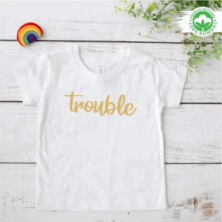 Set tricouri personalizate pentru mama si fiica "nobody loves trouble as much as me" text auriu [6]