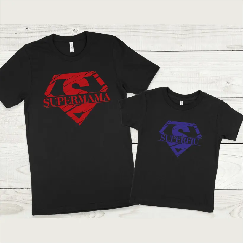 Set tricouri personalizate pentru mama si fiu "Supermama, Superfiu" [2]
