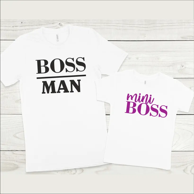Set tricouri personalizate pentru tata si fiica "Boss Man, mini Boss" [1]