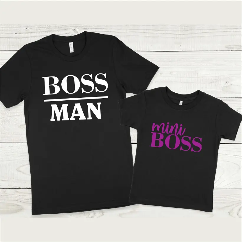 Set tricouri personalizate pentru tata si fiica "Boss Man, mini Boss" [2]