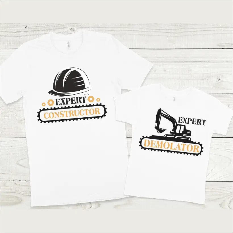 Set tricouri personalizate pentru tata si fiu "Expert Constructor, Expert Demolator" [2]