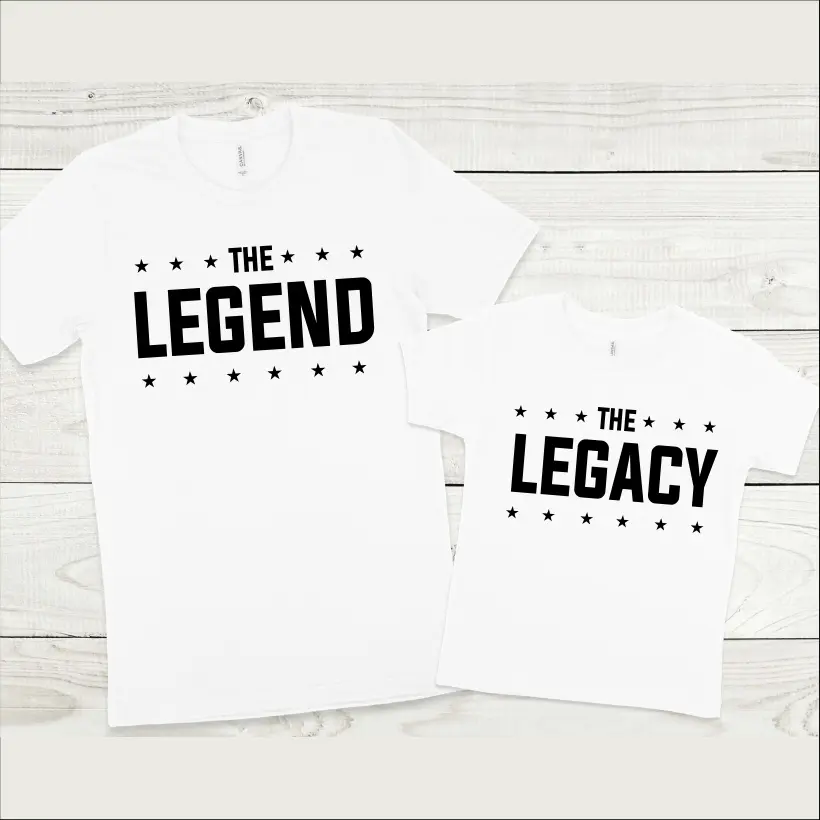 Set tricouri personalizate pentru tata si fiu "The Legend, The Legacy" [1]