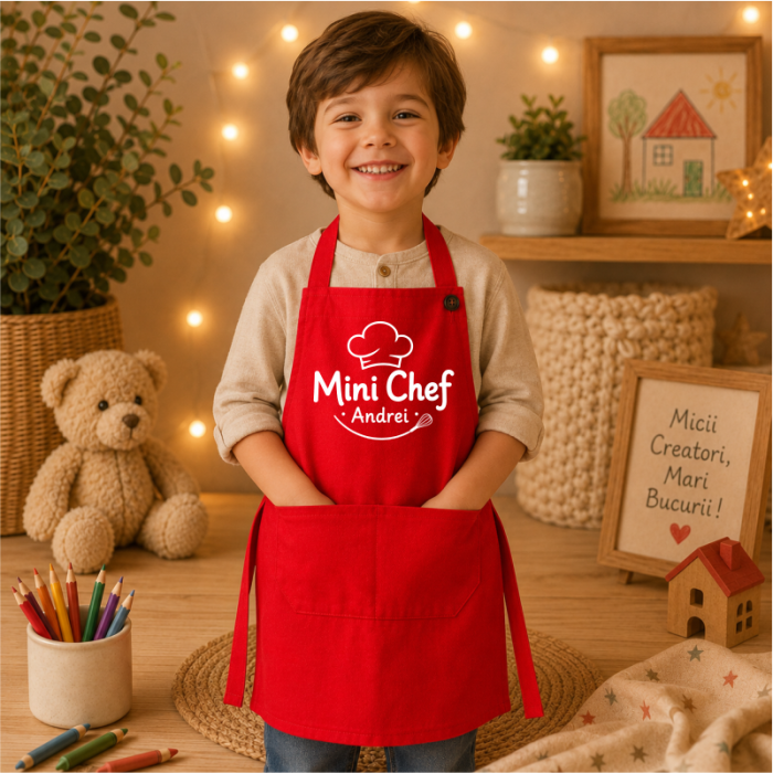 Șorț Personalizat pentru Copii „Mini Chef” cu Nume – Cadou pentru Micii Bucătari [2]