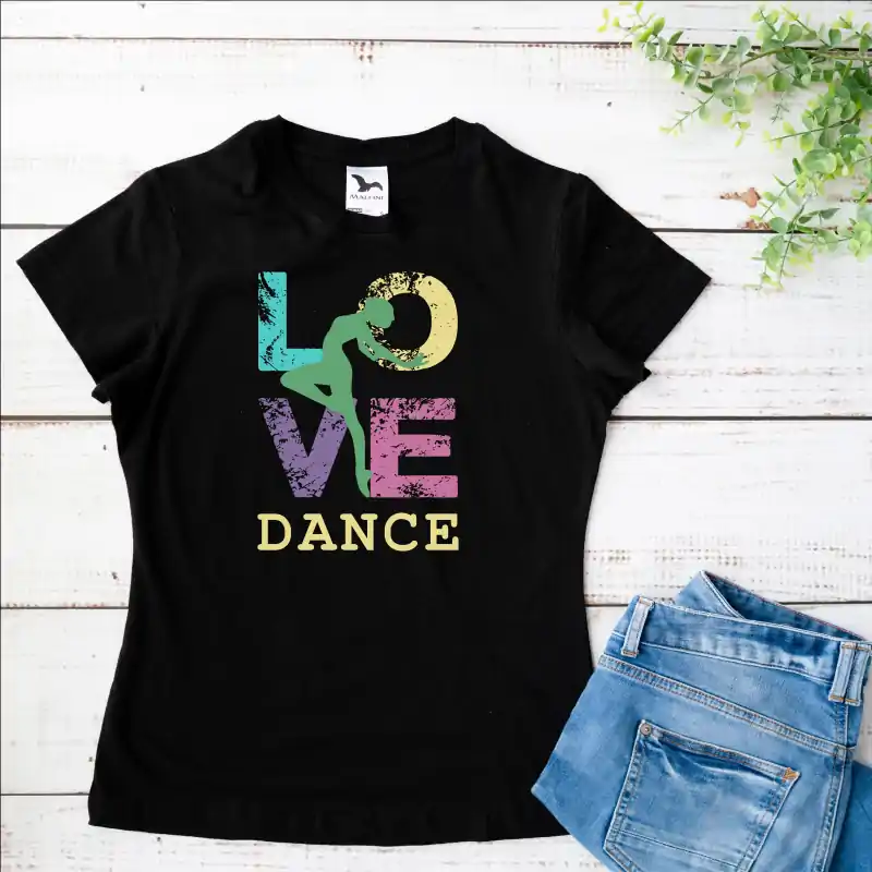 Tricou alb personalizat: "LOVE Dance" (damă) [3]